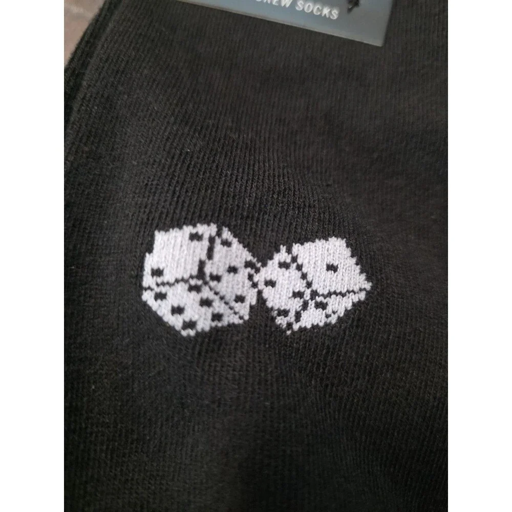 Steve Madden Men’s Crew Socks 6-12.5.   2 Pair . Black With Dice. New!!